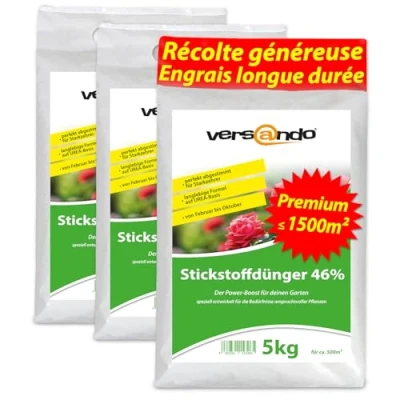 Afbeelding van versando 15 kg stikstofmest tot 1500 m²: 46% UREA stikstof voor gazon, groenten, bloemen van lente herfst, bevordert een weelderige bladgroei met langdurige werking