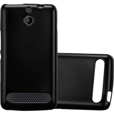 Afbeelding van Cadorabo Hoesje geschikt voor Sony Xperia E1 in METALLIC ZWART Beschermhoes gemaakt van flexibel TPU silicone Case Cover
