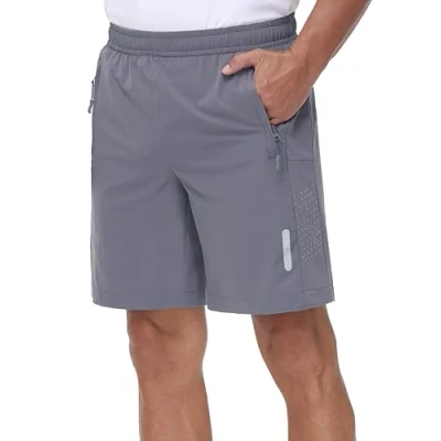 Afbeelding van Rvinroo Sportshorts voor heren, sneldrogend, ademende hardloopshorts met ritszak, grijs., XXL