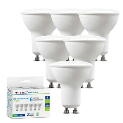 Afbeelding van V tac Ledlamp Vt 2225 Gu10 5w 400lm 4000k Wit 6 Stuks