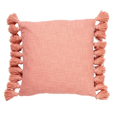 Afbeelding van Dutch Decor RUBY Kussenhoes 45x45 cm 100% katoen met flosjes Muted Clay roze