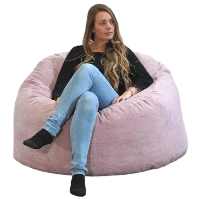 Afbeelding van bananair Reuzenpoef peer 100 cm corduroy zeer comfortabel gevuld met versnipperd schuim vloerkussen voor gaming fauteuils, stoel, bank Gemaakt in Frankrijk (roze)