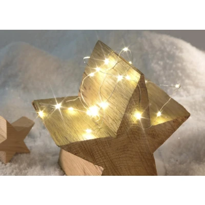 Afbeelding van S.i.a. Zilverdraad Kerstverlichting Op Batterij 95Cm 20 Led Lampjes