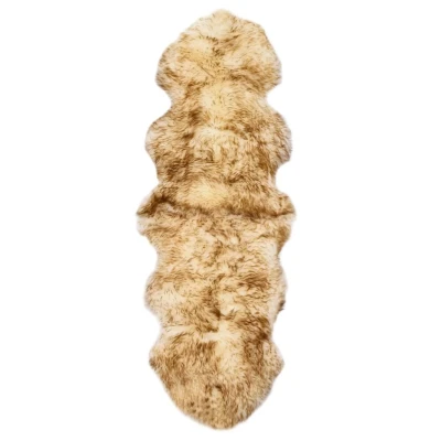 Afbeelding van Vloerkleed 60x180 cm schapenvacht gemêleerd bruin