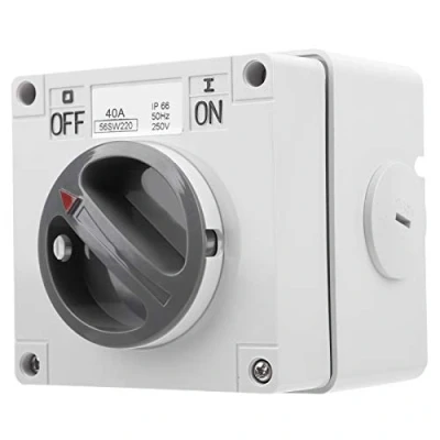 Afbeelding van Ip66 Waterdichte Schakelaar 250V 2 Posities Draaibare Selector Stofdichte Aan/Uit voor Buitengebruik (2P40A)