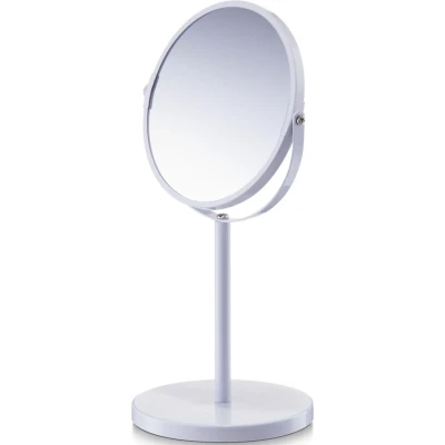 Afbeelding van Witte make up spiegel rond dubbelzijdig 15x26 cm Zeller Opmaken Cosmeticaspiegels Vergootspiegels Dubbelzijdige spiegels