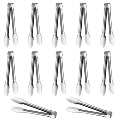Afbeelding van Serving teenslippers, buffet roestvrij staal Food Tong Small Flip Flops Mini Appetizer set van 6 (12 stuks) (zilver)