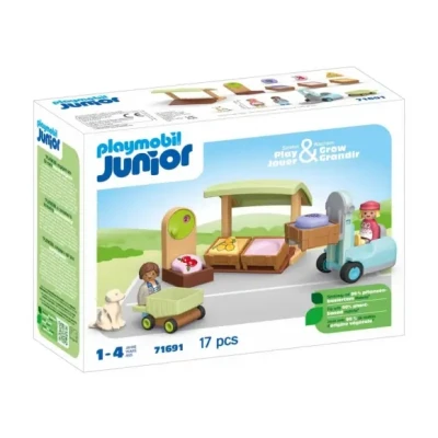 Afbeelding van PLAYMOBIL Junior Biologische marktkraam &amp; heftruck 71691