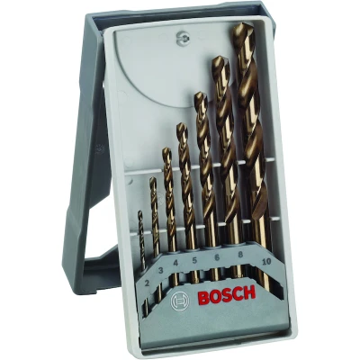 Image de BOSCH 2608589296 Jeu de mèches à métaux Mini X Line HSS CO, DIN 338, 135 en cassette plastique 7 pièces