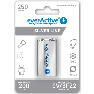 Afbeelding van Baterij everActive Ni MH 9V 6F22 250mAh Silver Line