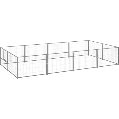Afbeelding van vidaXL Hondenkennel 8 m² staal zilverkleurig