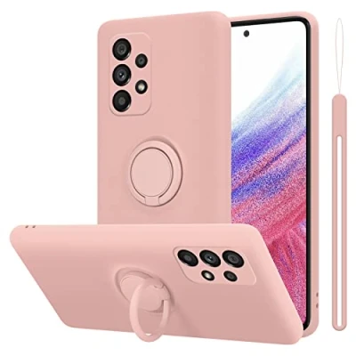Afbeelding van Cadorabo Hoesje geschikt voor Samsung Galaxy A53 5G in LIQUID ROZE Beschermhoes van flexibel TPU silicone Case Cover met ring
