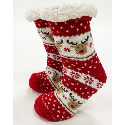 Afbeelding van ROWEN Huissokken antislip met sherpa voering one size Biking Red multicolor