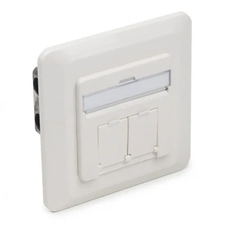Afbeelding van RJ45 wandcontactdoos FTP (2 x RJ45, Cat6, Horizontaal, Inbouw)