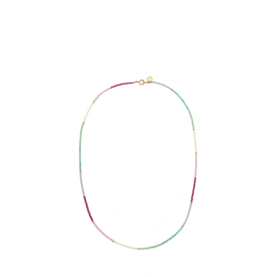 Afbeelding van SINGULARU Collier Dye Dots Pastel. Acier avec Plaqué or 18 carats et Verre. Bijoux pour Femme.
