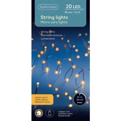 Afbeelding van Micro LED string 95 cm 20LEDs koper