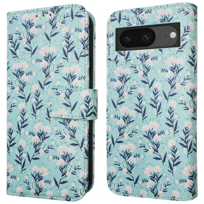 Afbeelding van iMoshion Hoesje Geschikt voor Google Pixel 8a Met Pasjeshouder Design Bookcase smartphone Blauw / Blue Flowers