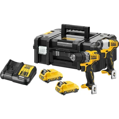 Image de DEWALT DCK2110L2T QW Ensemble de machines sans fil 12V XR 2 pièces DCD701 + DCF801 en TSTAK (2x 3.0Ah batterie chargeur)