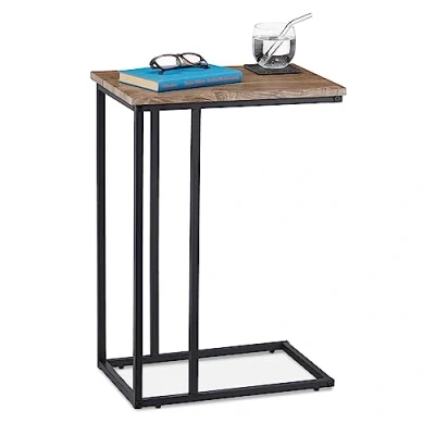 Afbeelding van Relaxdays bijzettafel industrieel klein tafeltje woonkamer metalen frame u vorm