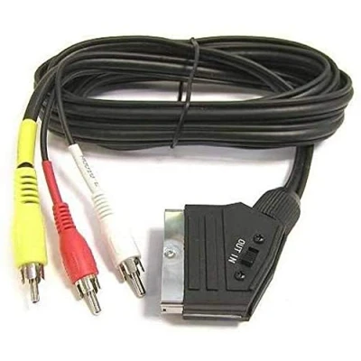 Afbeelding van PremiumCord SCART kabel naar 3xCINCH, stekker stekker, IN/Out schakelaar, zwart, 1,5 m