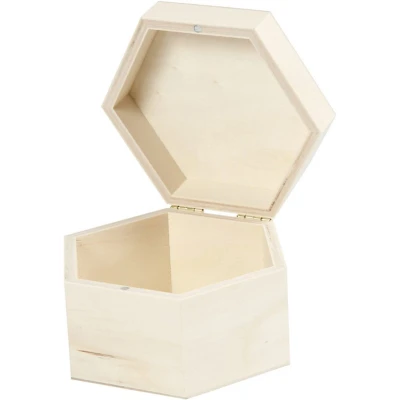 Afbeelding van Kistje Creotime zeshoek 12x7cm triplex