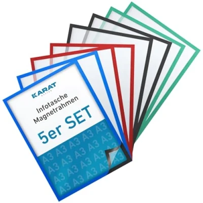 Afbeelding van KARAT 5 stuks DIN A3 magnetische lijsten voor kindertekeningen, aktetassen, fototassen, fotolijsten aanbiedingen, portefeuilles en aktetassen (buitenafmetingen: 45