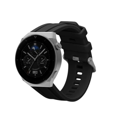 Afbeelding van kwmobile horlogebandje geschikt voor Huawei Watch Ultimate / GT3 Pro 46mm polsband Smartwatch bandje van TPU Activity tracker horloge band in zwart