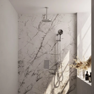 Afbeelding van Brauer Chrome Edition Regendoucheset inbouw hoofddouche 20cm plafondarm 2 functies glijstang inclusief inbouwdeel handdouche Rond 3