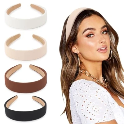Afbeelding van DRESHOW 4 Pièces Bandeaux pour Femmes et Filles Élastiques Mode Boho Large Barrettes à Cheveux Non glissant Accessoires