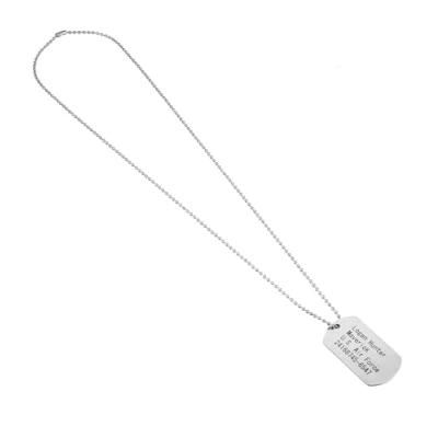 Afbeelding van Amerikaans militair identificatieplaatje, zilverkleurig, soldatenketting als accessoire voor carnaval en