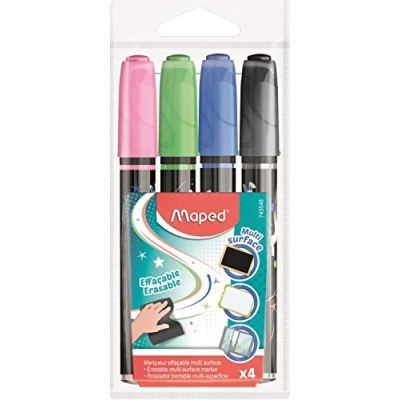 Afbeelding van Maped krijtmarker, etui met 4 stuks in geassorteerde kleuren krijtmarker