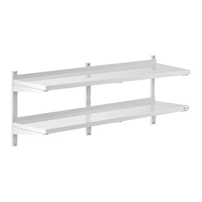 Afbeelding van Royal Catering Wandrek van roestvrij staal 2 planken 40 x 150 cm