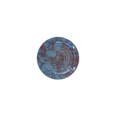 Afbeelding van Kaladia Keramische raspbord, ideaal voor gember, Parmezaanse kaas, rood blauw marmer, diameter 12 cm, handgemaakt en handbeschilderd, Made in Spanje