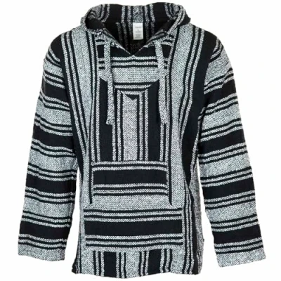 Afbeelding van Siesta Baja Hoodie Top met capuchon Trui Mexicaanse Jerga voor dames en heren, Zwart wit.