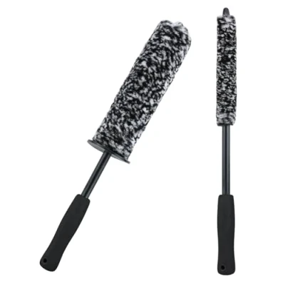 Afbeelding van 2 stuks velgenborstels van microvezel, flexibel voor een zachte en krasvrije reiniging tot de bodem velg, aluminium velgenborstel, washandjes velgen