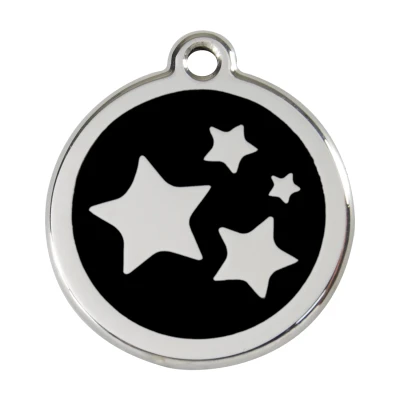 Afbeelding van Star Black roestvrijstalen hondenpenning large/groot dia. 3,8 cm RedDingo