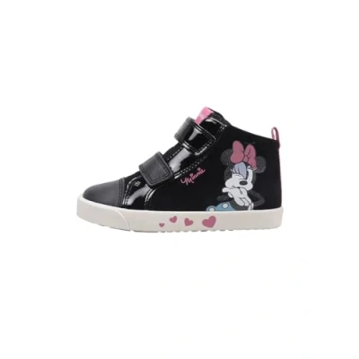 Afbeelding van Geox Disney Minnie Kilwi GIRL Sneakers hoog voor kinderen, Maat: 25, Black/old rose Leer en imitatieleer