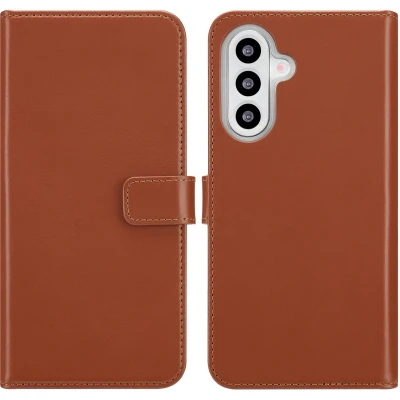 Afbeelding van Selencia Hoesje Geschikt voor Samsung Galaxy A26 Met Pasjeshouder Echt Lederen Bookcase Lichtbruin