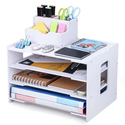 Afbeelding van 4 Tier White A4 Paper Storage Letter Tray Organizer