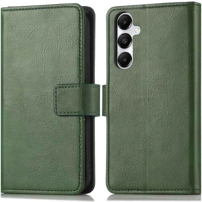 Afbeelding van imoshion Hoesje Geschikt voor Samsung Galaxy S25 Met Pasjeshouder Luxe Bookcase Groen