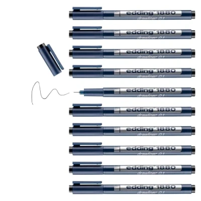 Afbeelding van edding 1880 drawliner 0.1mm zwart 10 Stuks
