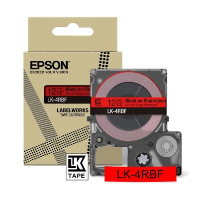 Image de Epson LabelWorks LK 4RBF Noir sur rouge fluorescent Rouleau (1,2 cm x 5 m) 1 cassette(s) boîte de suspension cartouche bande