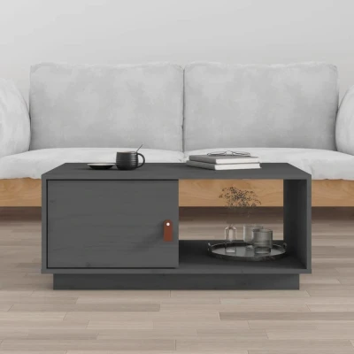 Afbeelding van Salontafel 80x50x35,5 cm massief grenenhout grijs