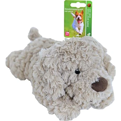 Afbeelding van Boon Hondenspeelgoed Hond Liggend Pluche Beige Met Piep 34cm