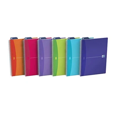 Afbeelding van Oxford Office My Colours Notitieboek, spiraalbinding, A4 formaat (21 x 29,7 cm), 100 pagina&#039;s, kleine ruitjes, 5 5, polypropyleen, levendige kleuren, verschillende stuks