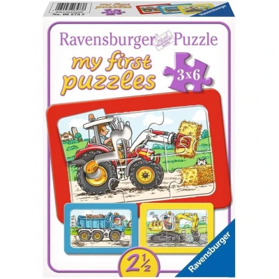Afbeelding van Ravensburger Graafmachine tractor en kiepauto 3x6 stuks