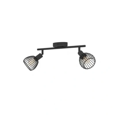 Afbeelding van EGLO Sonnino plafondlamp, industriële plafondlamp met 2 draaibare spots, zwarte metalen lamp, verlichting voor woonkamer en slaapkamer, fitting E14