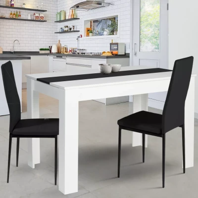 Image de Table à manger ROZY 4 personnes blanche et noire 110 cm