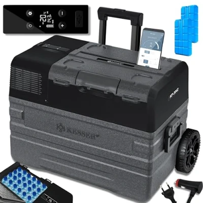 Afbeelding van KESSER® Elektrische koelbox met compressor, app bediening, USB poort 12/24 V, 230 telescoopstang, wielen voor koelkast tot 20 C (42 liter, antraciet)