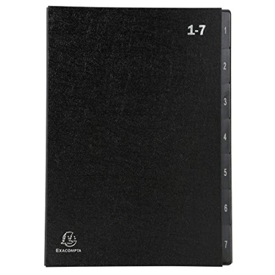 Afbeelding van Exacompta Ref. 57007E 1 map Ordonator hardcover binnenkant van gerecycled karton digitaal gelamineerde tabbladen tot 7 vakken afmetingen: 25 x 33 cm voor A4 kleur: zwart